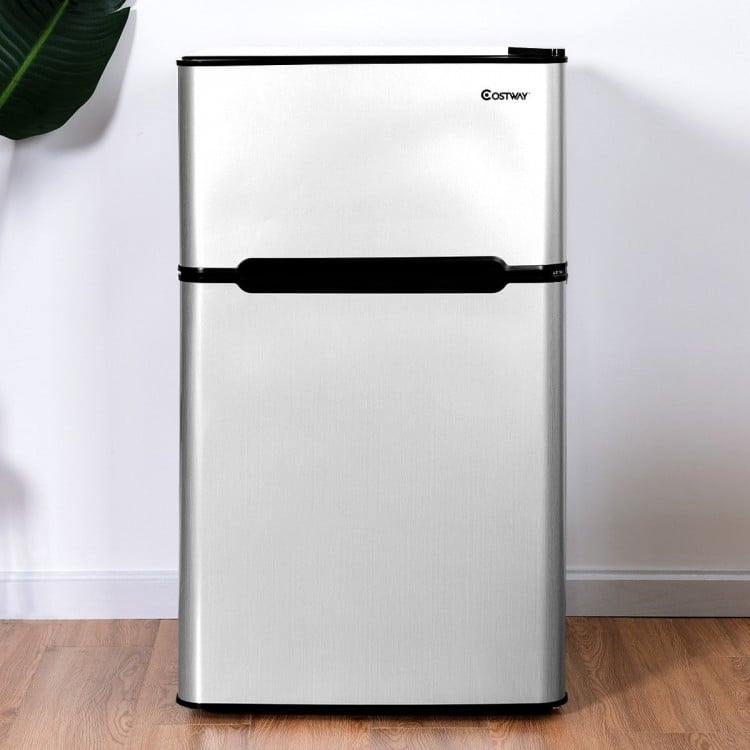 3.2 cu ft Compact Stainless Steel Refrigerator - Costway