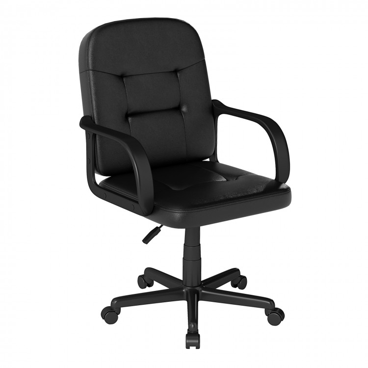 Ergonomic office chair with ribbed stitching, high back support, and 360-degree wheels for home or business use.