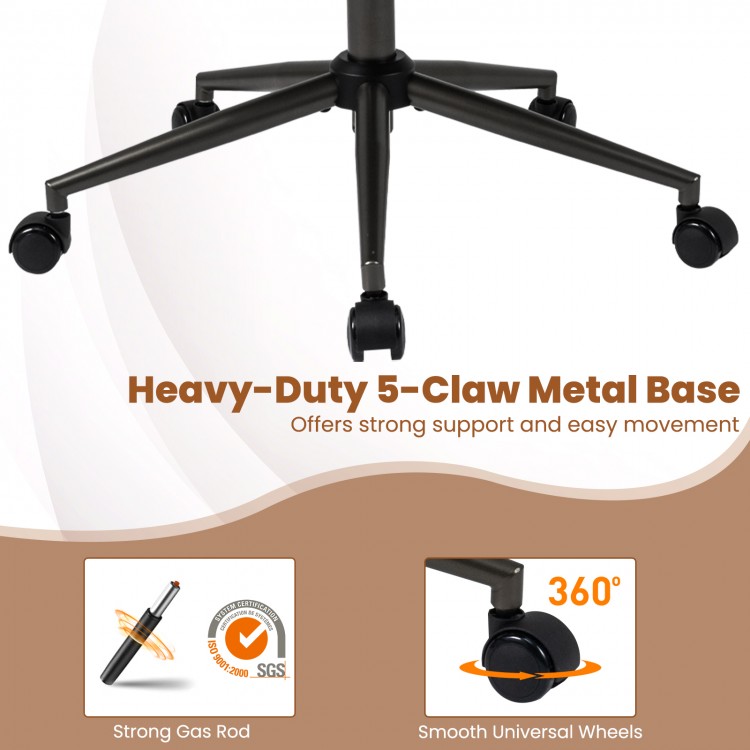 Heavy-duty 5-claw metal base of the ergonomic office chair in brown, designed for strong support and easy movement.