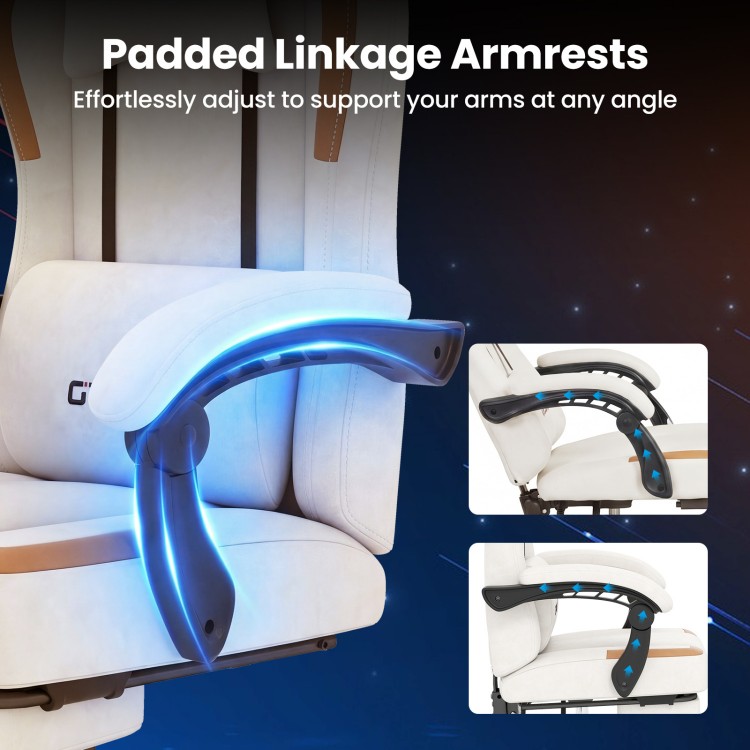 Padded linkage armrests with adjustable support for the Ergonomic Video Game Chair, designed for comfort in gaming and.