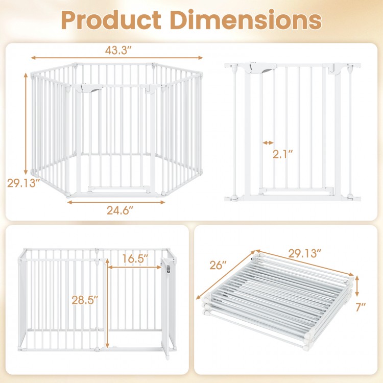 Dimensions of the Extra Wide Baby Gate, adjustable from 34.5-154", designed for safety and versatile layouts.