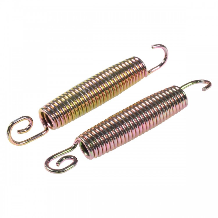 Coiled metal springs for trampoline safety enclosure, designed for secure attachment and enhanced stability.