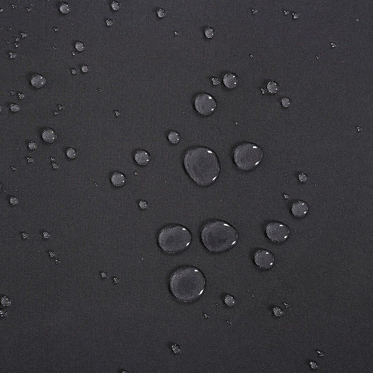 Close-up of waterproof 280g/m² polyester fabric with water droplets, ideal for patio retractable awning screen divider.