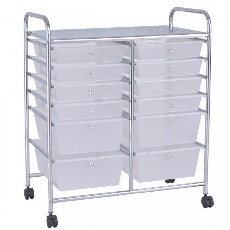 12-Drawer Rolling Storage Cart with Drawers and Lockable Wheels - Gallery View 1 of 13