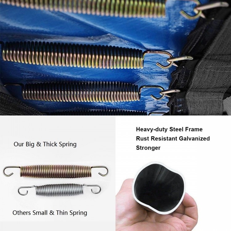 Detail of heavy-duty galvanized steel springs for the 10 Feet Combo Bounce Jump Safety Trampoline, ensuring durability.