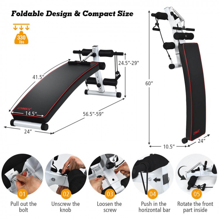 Multifunction folding gym bench with adjustable height, thick back cushion, and compact design for full-body workouts.