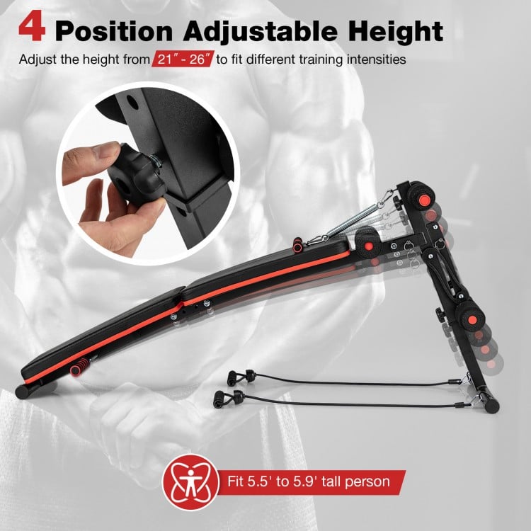 Multifunctional sit-up bench with 4 adjustable heights, durable metal construction, ideal for personalized workouts.