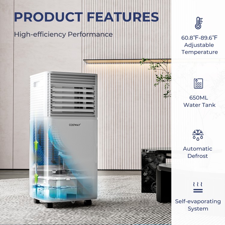 10000 BTU portable air cooler in black with adjustable louver, 3-in-1 functions for cooling, dehumidifying, and.