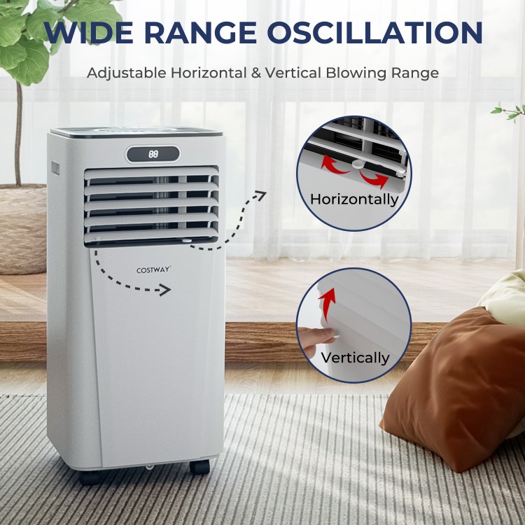 Portable air conditioner with adjustable horizontal and vertical oscillation, 10000 BTU for efficient cooling and.