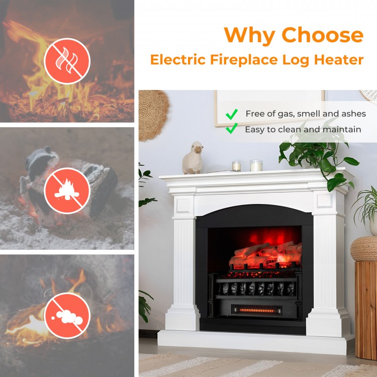 20-inch electric fireplace heater with realistic birchwood ember bed, 5120 BTU, safe and quiet for cozy indoor warmth.