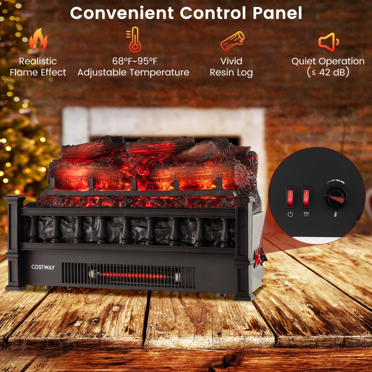 20-inch electric fireplace heater with realistic pinewood ember bed, adjustable temperature, and quiet operation for.