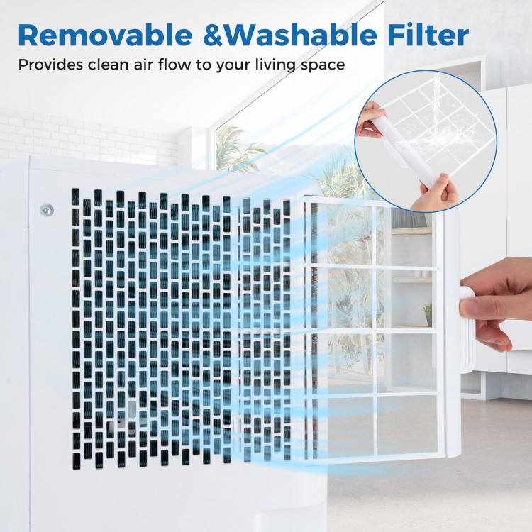 Removable and washable filter of the 8000 BTU portable air conditioner for easy maintenance and clean air flow.