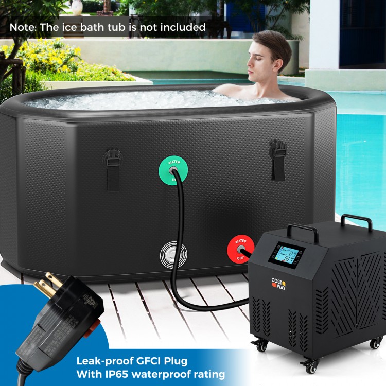 4/5 HP Ice Bath Water Chiller in black, featuring WiFi control and efficient cooling for up to 92-gallon tubs.