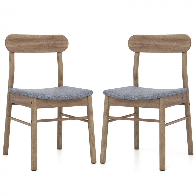 Set of 2 oak dining chairs with rubber wood frame and fabric upholstery, ideal for dining rooms or studies.