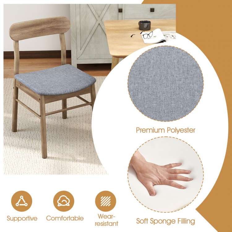 Armless dining chair with rubber wood frame and premium polyester upholstery, featuring a soft sponge-filled seat for.