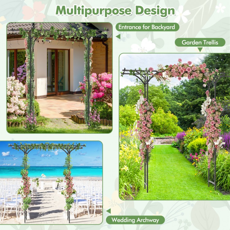 6.8 feet garden arbor with trellises, featuring a flat roof and elegant design, perfect for weddings and outdoor events.