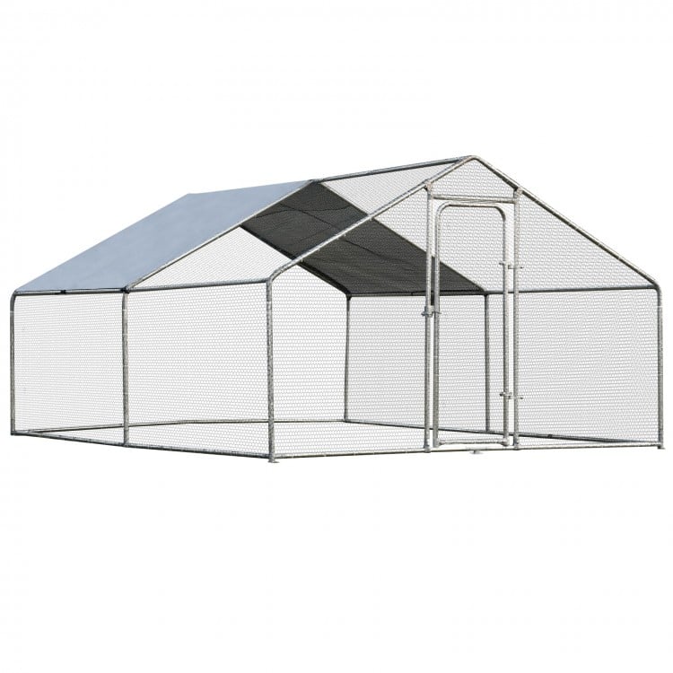 Large Walk in Shade Cage Chicken Coop with Roof Cover-MCostway Gallery View 3 of 9