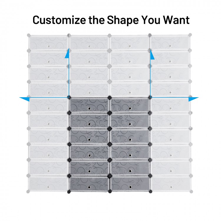 12-cube DIY portable plastic shoe rack with transparent doors, customizable shapes for versatile home storage solutions.