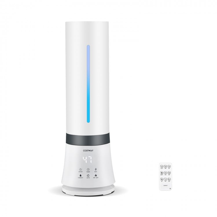 5.5L cool mist humidifier with remote control, featuring a large water tank and 12-hour timer for convenient use.