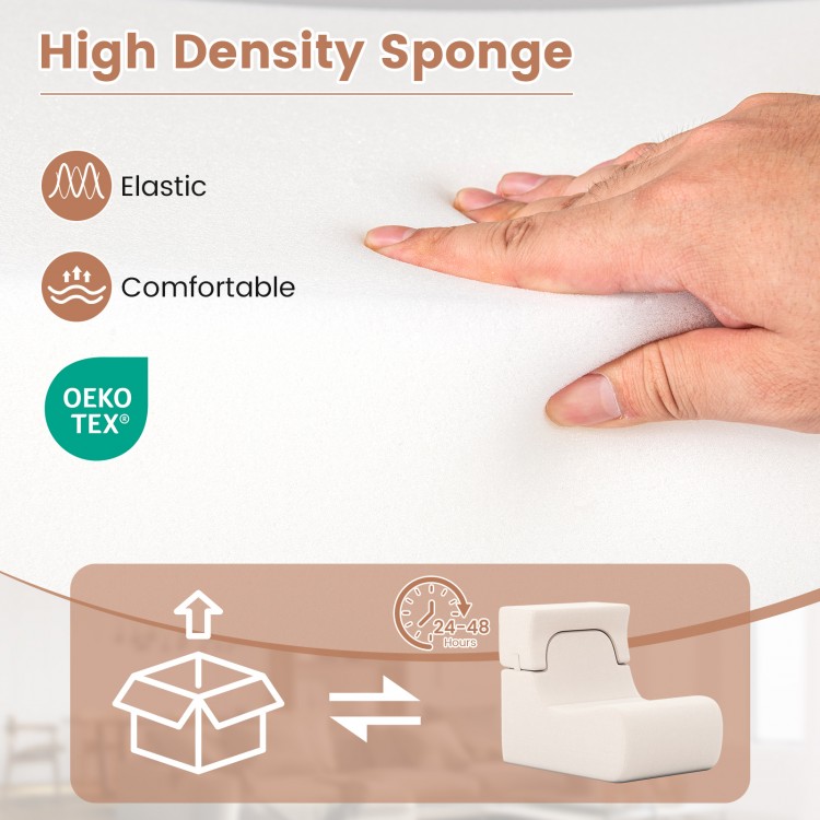 Close-up of high-density sponge in beige for the Floor Chair Lazy Sofa, offering elastic and comfortable seating.