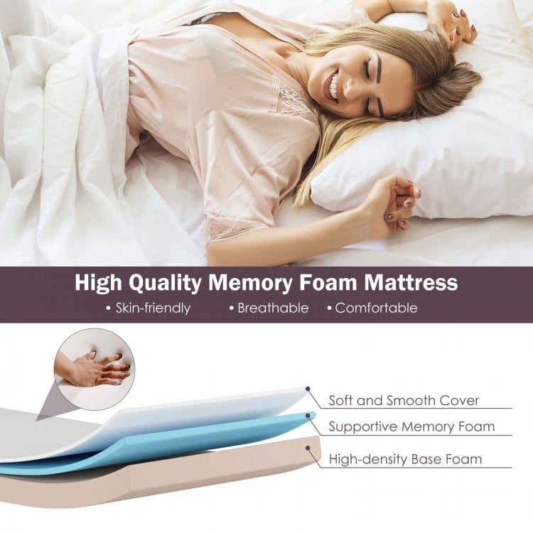 Rollaway folding bed featuring a comfortable memory foam mattress, heavy-duty steel frame, and dust-proof cover for.