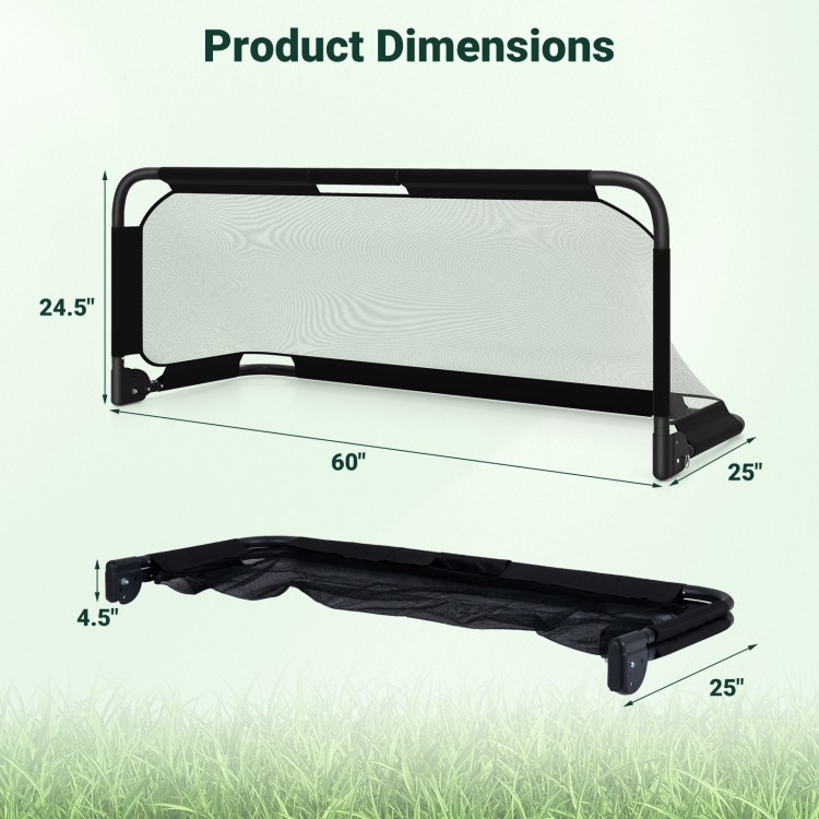 Portable pop-up football training equipment dimensions: 60" x 24.5" x 25", foldable design for easy storage and.