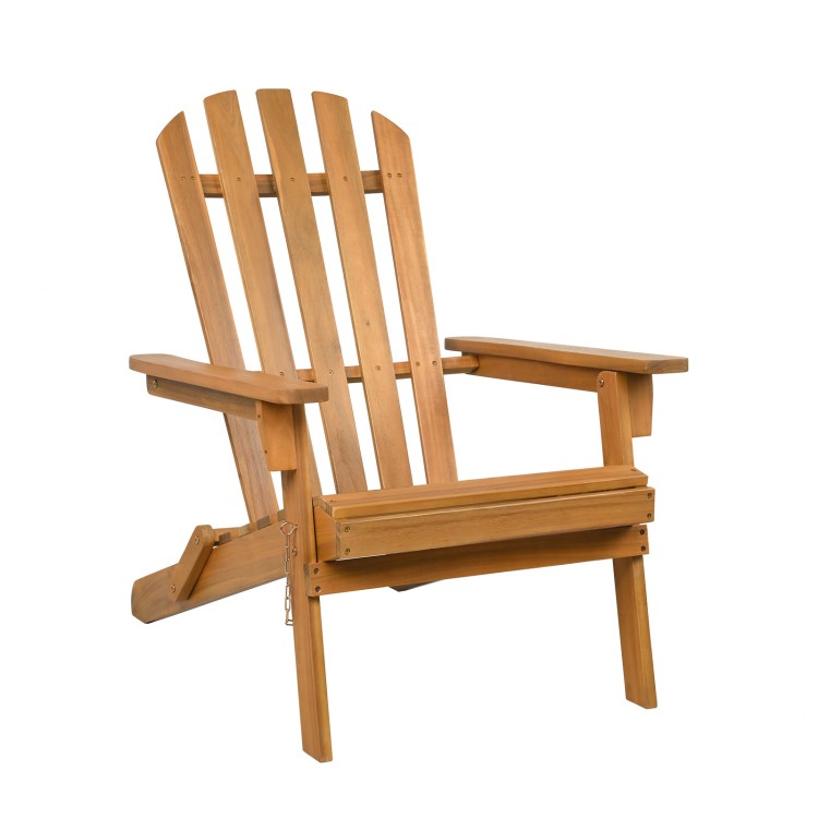 Oversized folding Adirondack chair made from durable acacia wood, featuring a 105° inclined backrest for comfortable relaxation.