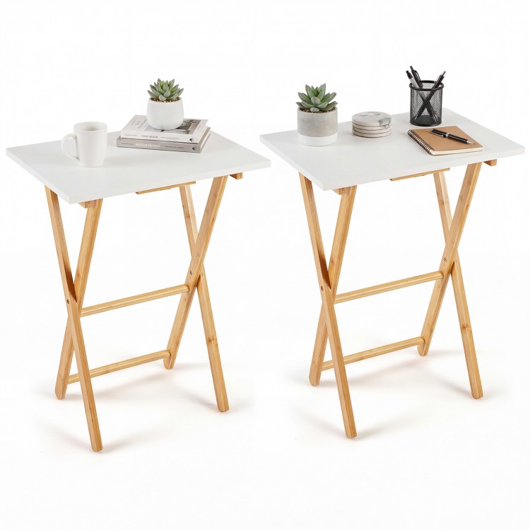 Folding TV Tray Tables Set of 2 for Small Spaces Bedroom and Living Room - Gallery View 4 of 10