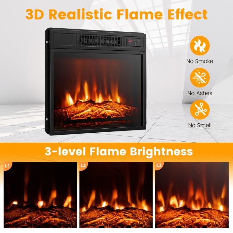32-inch electric TV stand fireplace with realistic flame effect, 3 brightness levels, and ample storage space for.