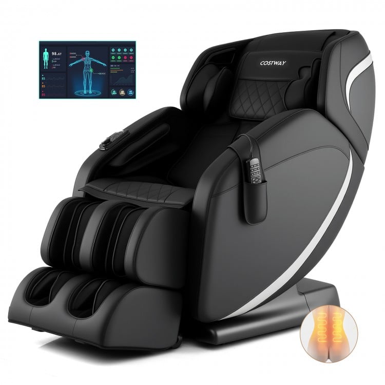 Full body massage chair in black with ergonomic SL track, 7 auto modes, and soothing heat therapy for ultimate.