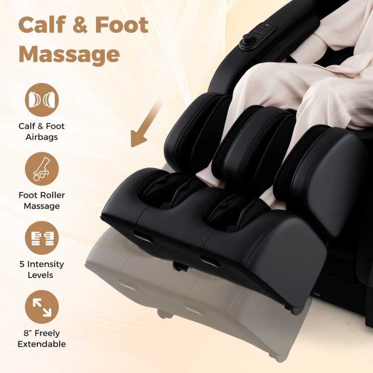 Calf and foot massage feature with airbags and rollers on the Full Body Massage Chair for ultimate relaxation.