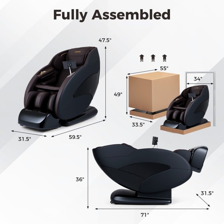 Full body massage chair with heat, 3D SL track, and zero gravity recline, fully assembled for ultimate relaxation.