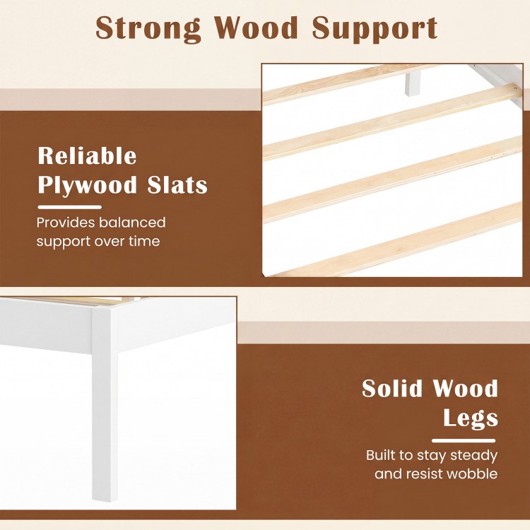 Close-up of solid wood legs and plywood slats of the Twin Size Bed Frame, offering sturdy support and stability.