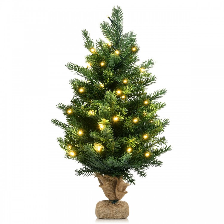24-inch tabletop fir artificial Christmas tree with 35 warm white LED lights, eco-friendly material, perfect for.