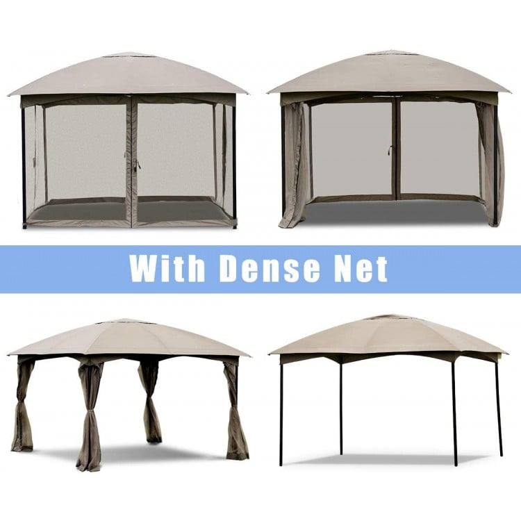 Side view of the 11.5 x 11.5 feet outdoor gazebo with four removable walls, showcasing its sturdy steel frame and.