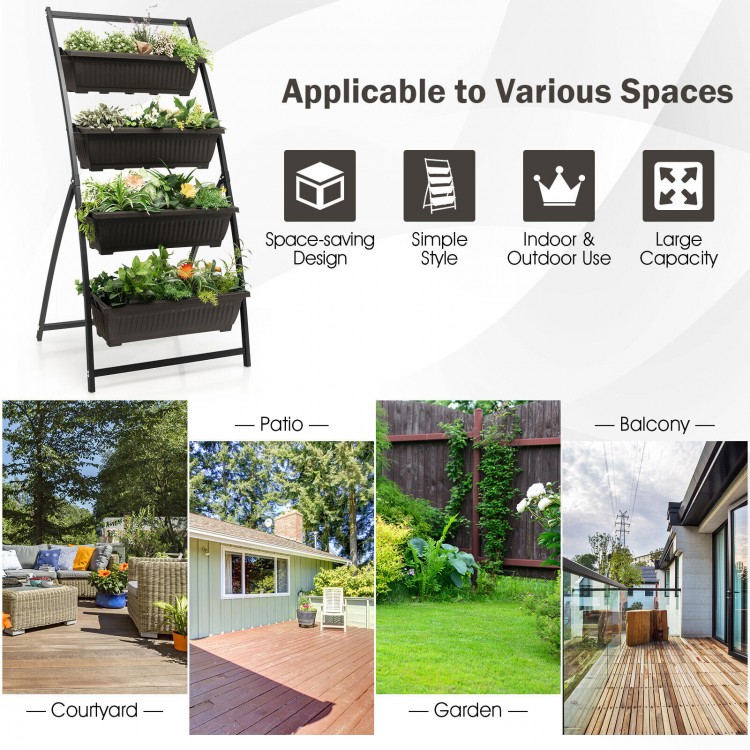 4-tier vertical raised garden bed with 4 detachable containers, perfect for outdoor use in patios, gardens, and.