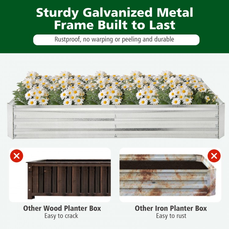 Metal galvanized raised garden bed, 6 x 3 ft, durable, weatherproof design for growing vegetables and flowers.
