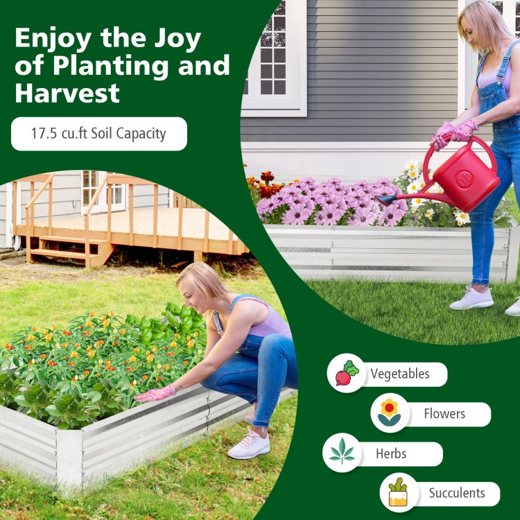 Metal galvanized raised garden bed, 6 x 3 ft, ideal for vegetables, flowers, and herbs with open-ended base for.