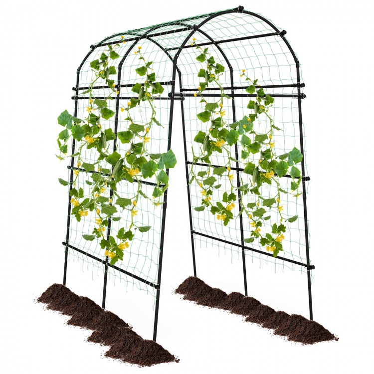 Large 7.5 feet garden arch trellis with PE coated metal structure, ideal for climbing plants and easy assembly.