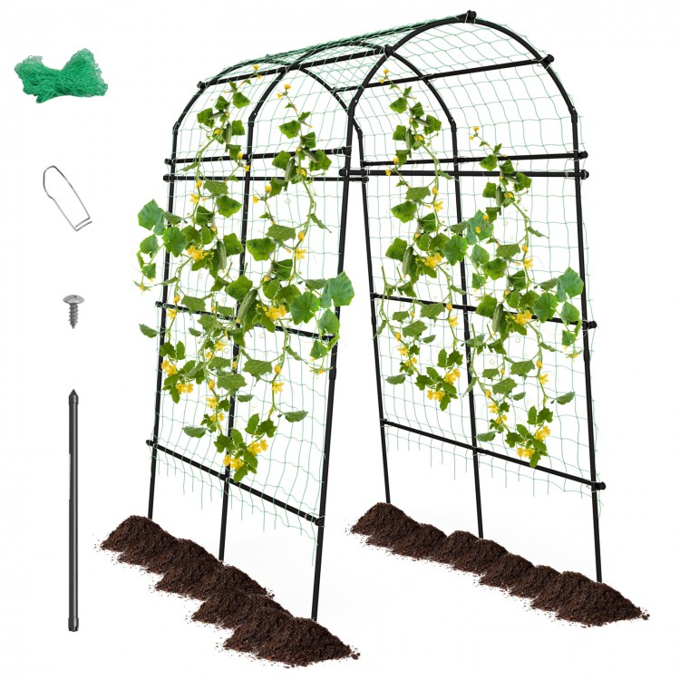 Large garden arch trellis with PE coated metal structure, ideal for climbing plants, featuring anti-rust technology and.