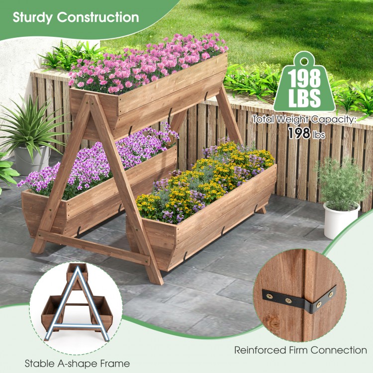 A close-up view of the sturdy A-shaped frame of the vertical raised garden bed, designed for optimal plant exposure.