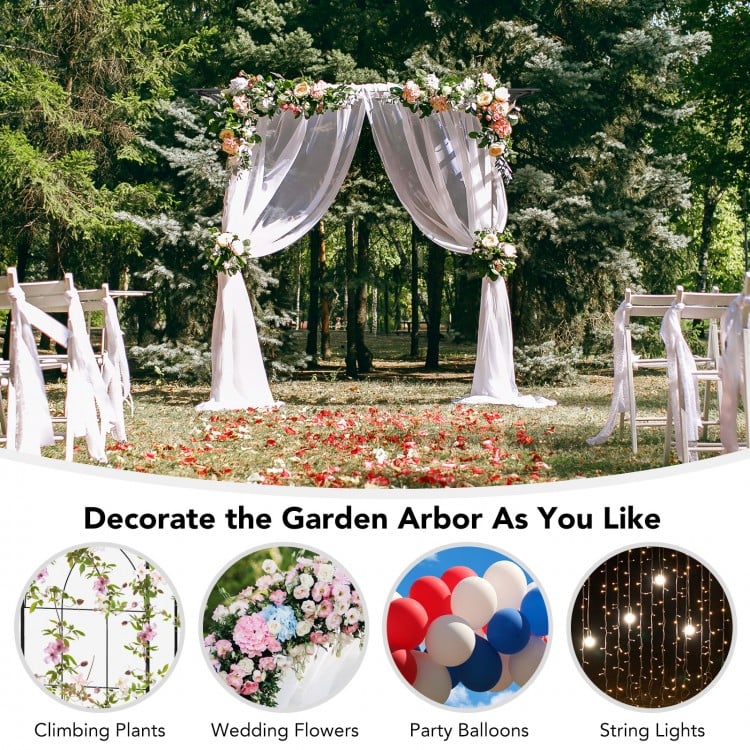 Metal garden arch for climbing plants, 81 x 20 inches, sturdy black steel construction, perfect for garden entry.