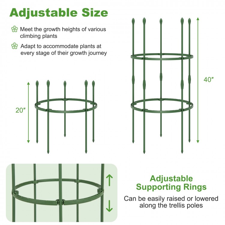 Adjustable 60-inch garden trellis with sturdy PE-coated metal for supporting climbing plants and enhancing vertical.