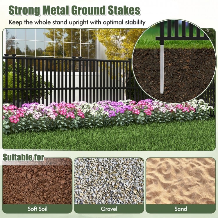Metal ground stakes for the Air Conditioner Fence Panel, ensuring stability in soft soil, gravel, or sand.