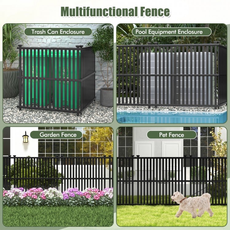 Black air conditioner fence panel with slatted surface, suitable for trash can, pool equipment, or pet enclosure.