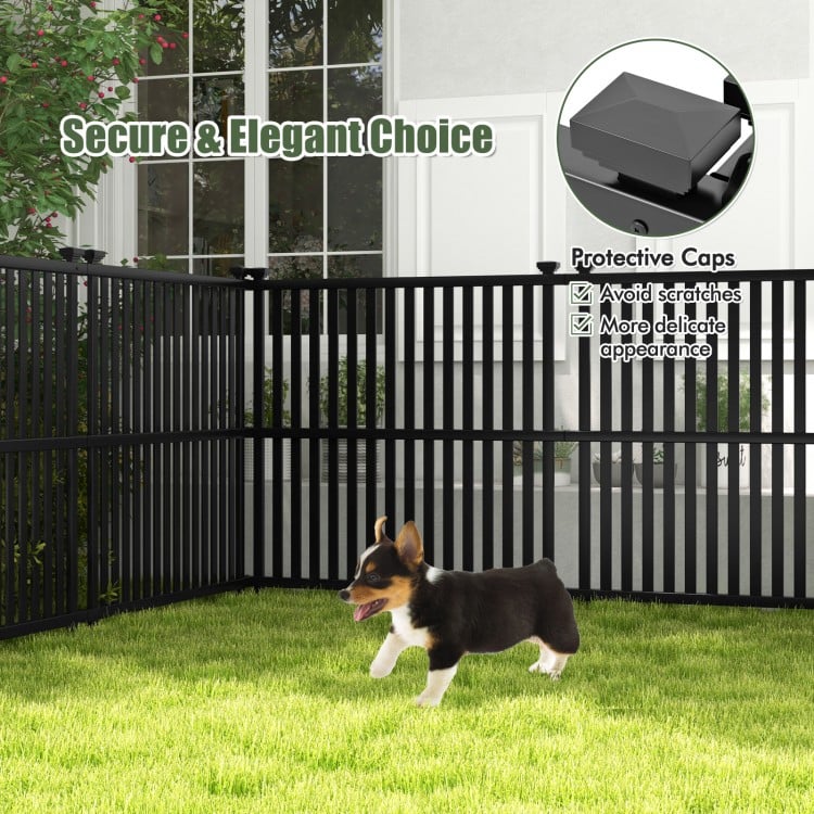 Air conditioner fence panel in black with protective caps, made of premium PVC, ideal for outdoor stability and air.