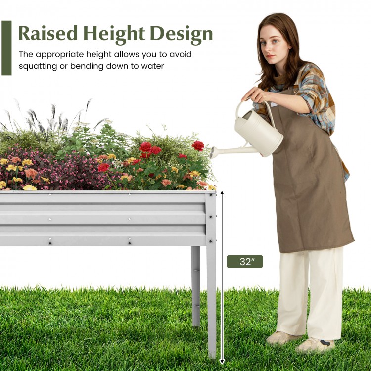 Elevated galvanized raised garden bed with legs, 32" height, ideal for comfortable gardening and healthy plant growth.
