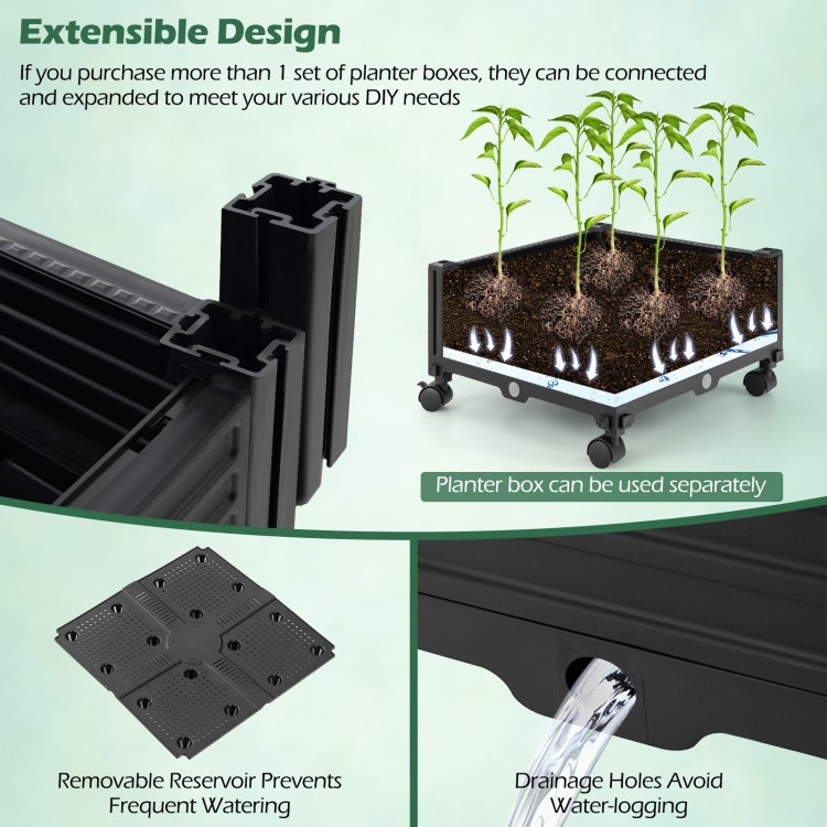 Garden Obelisk Trellis in black with self-drainage system, suitable for climbing plants, ideal for patios and gardens.