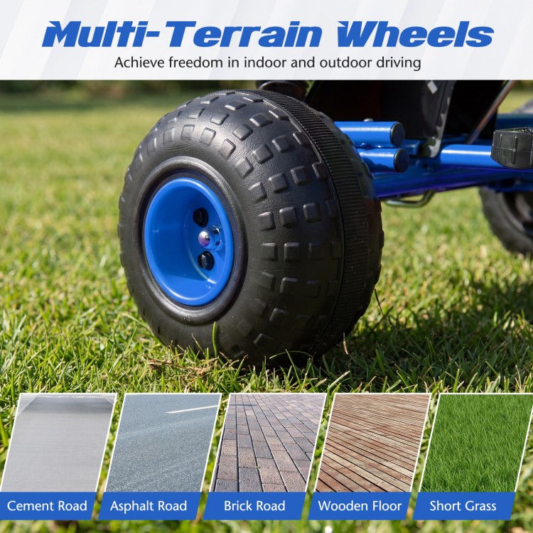 Go Kart for Kids 4 Wheels Pedal with Adjustable Seat and Multi-Terrain Wheels - Gallery View 9 of 10