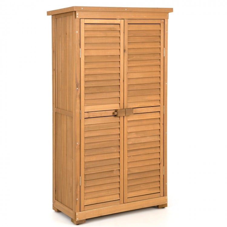 Outdoor Storage Cabinet Tool Shed Wooden Garden Shed, it Works Perfectly  for Storing Mower, Garden Hose, Outdoor Tool and Watering Tool, Solid fir